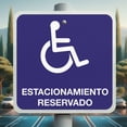 thumbnail image 1 of Señalamiento: "Estacionamiento reservado para personas con silla de ruedas", azul y blanco. Plástico estireno calibre 40, medidas: 20 x 20 cm, para exteriores. Letrero, Señal cuadrada informativa., 1 of 4
