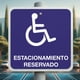 thumbnail image 1 of Señalamiento: "Estacionamiento reservado para personas con silla de ruedas", azul y blanco. Plástico estireno calibre 40, medidas: 20 x 20 cm, para exteriores. Letrero, Señal cuadrada informativa., 1 of 4
