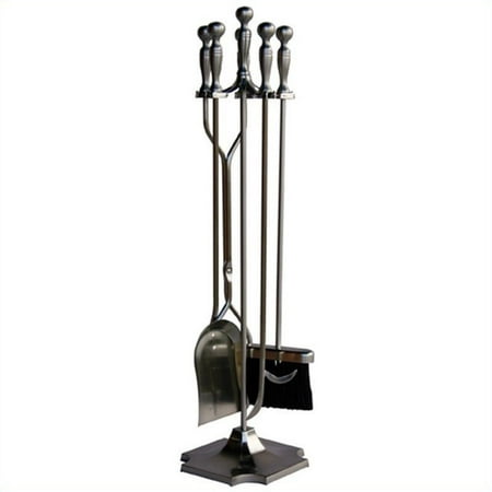 Uniflame 5 Piece Iron Fireplace Tool Set Satin Pewter Walmart Com