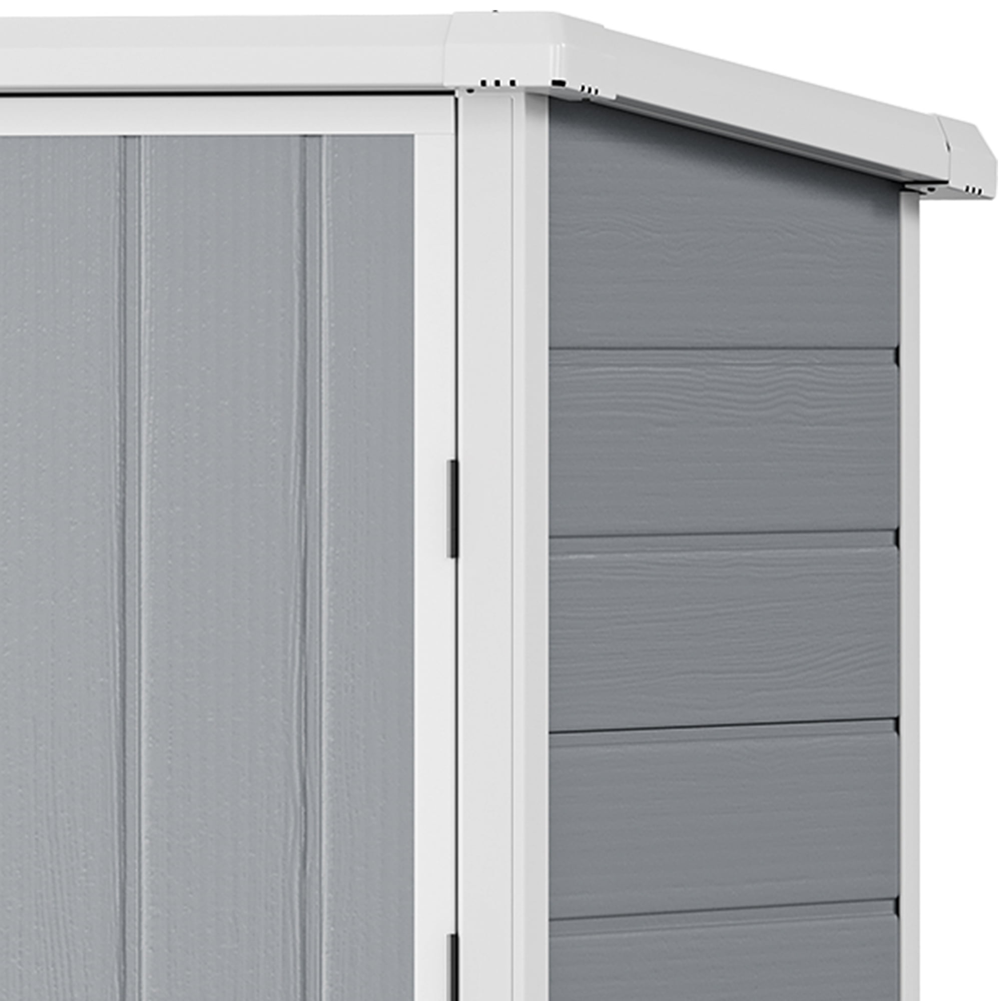 Uforic 60 Cu.Ft Outdoor Storage Shed, Weatherproof Tall Plastic Cabinet w/ Shelves, Lockable, Gray