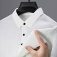 thumbnail image 6 of Polo Shirts for Men with Pocket Short Sleeve Vintage Striped V-Neck Oversized T Shirt Top Short Sleeve Stretch Classic Fit Button Down Golf Shirts Outdoor Sports Daily White, L, 6 of 6