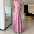 thumbnail image 3 of Letdown Summer Dresses for Women 2026 Floral Cottagecore Dress Puff Sleeve Maxi Ruffled Corset Dress Square Neck A Line Flowy Wedding Guest Tea Party Dresses, 3 of 7