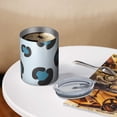 thumbnail image 3 of 12oz Coffee Tumblers Light Blue and Black Of Leopard Print Stainless Steel Vacuum Insulated Travel Tumbler Coffee Cups Mug with Lid and Straw with Cleaning Brush for Cold & Hot Drinks, 3 of 5