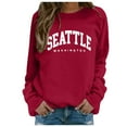 thumbnail image 2 of Seattle Washington Sweatshirts for Women Long Sleeve Crewneck Graphic Sweatshirt Pullover Tops Fall Winter Outfits, 2 of 5