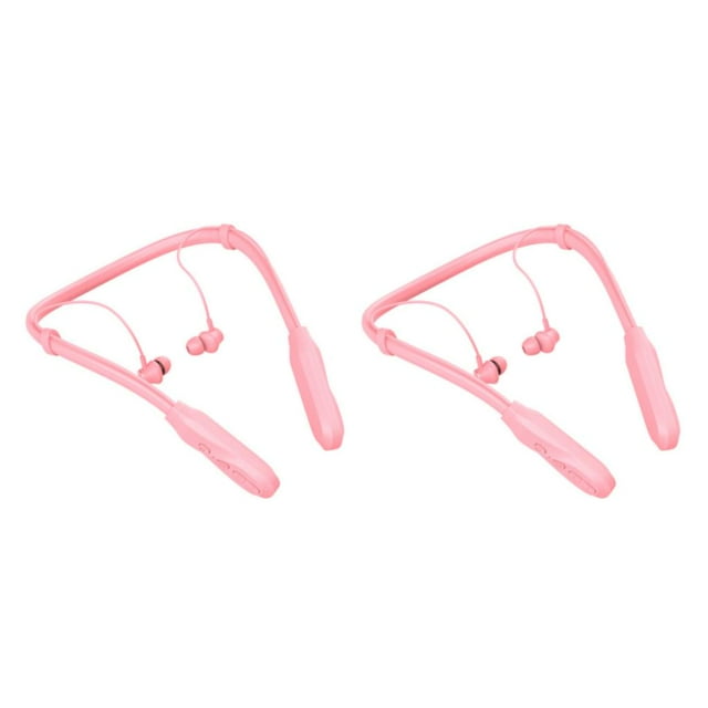 Auriculares deportivos inalámbricos Inteprter PP Cuello colgante Color sólido Tipo-C Compatible con Bluetooth 5.1 2Conjunto Rosa