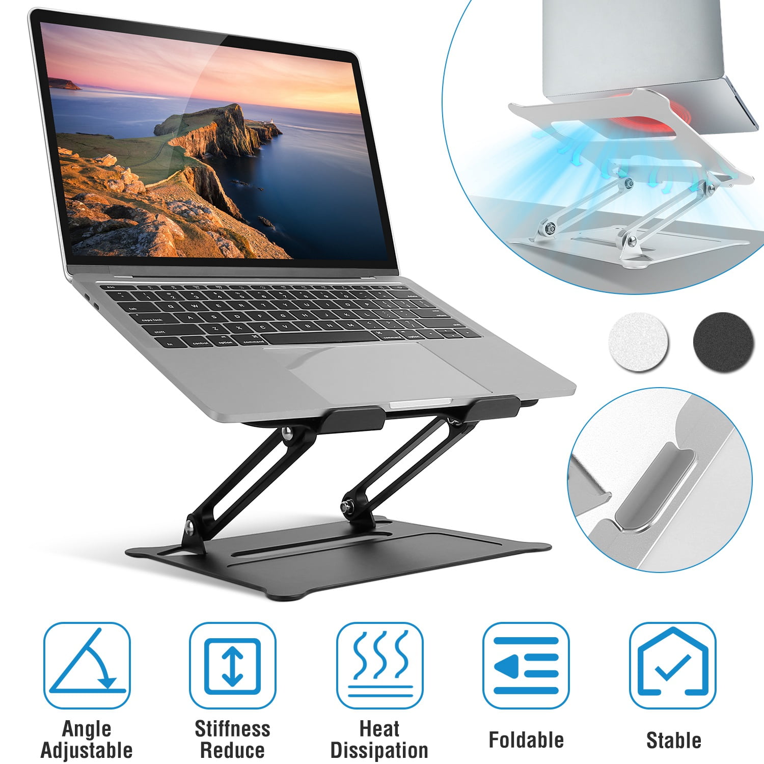 Laptop Stand, iMountek Aluminum Angle Adjustable Computer Holder Riser Heat Vent Notebook Elevator for 10in-17in MacBook Pro 13 / 15, Black