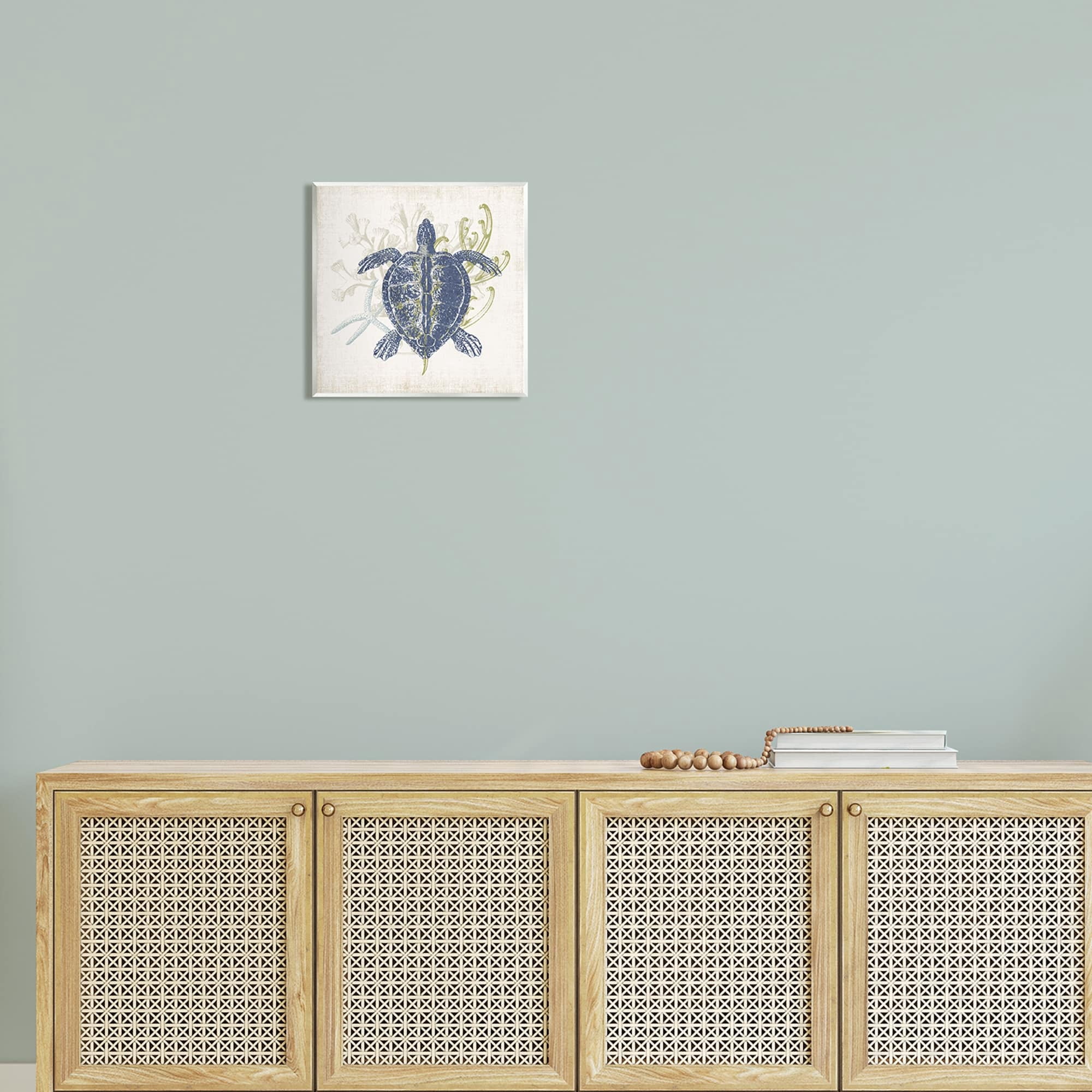 Stupell Industries Detailed Sea Turtle Layered Coral Aquatic Life Graphic Art Unframed Art Print Wall Art, Design by Victoria Barnes