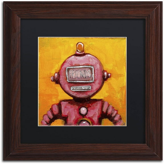 Trademark Fine Art 'Weebot-Friends' Canvas Art by Craig Snodgrass, Black Matte, Wood Frame