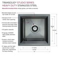 thumbnail image 6 of Transolid Pusb15159 Studio 15" Undermount Single Basin Stainless Steel Kitchen Sink -, 6 of 7