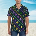 thumbnail image 4 of Kll Men'S Hawaiian Shirt Short Sleeve Button Down Beach Shirts-Mardi Gras Strings Of Beads, 4 of 8