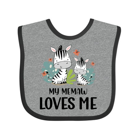 

Inktastic Zebra My Memaw Loves Me Boys or Girls Baby Bib