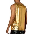 thumbnail image 3 of Camiseta sin mangas metálica Inspire Chic para hombre, cuello redondo, brillante, para fiesta disco, talla M dorada, 3 of 6