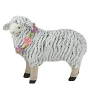 13" White and Black Plush Standing Sheep Spring Easter Figure