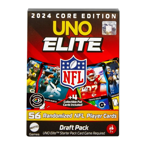 UNO Elite NFL Draft Pack Collector Cards with 4 Surprise Foil Cards (Players May Vary) (Walmart Exclusive)