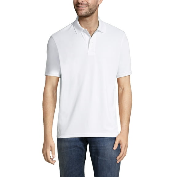 Lands' End Essentials Men's Short Sleeve Polyester Polo Shirt - Easy Care Breathable Classic Fit