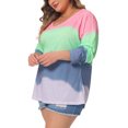thumbnail image 4 of Agnes Orinda Women's Plus Size Tops Tie Dye V Neck Long Sleeve T-Shirts Basics Casual Blouses 2X Pink, 4 of 6