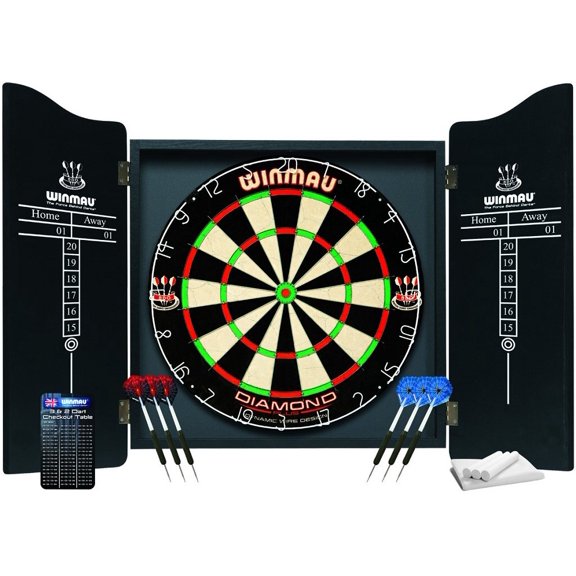 Winmau Professional Darts Set (Cabinet, Diamond Plus Dartboard and 6 Darts)
