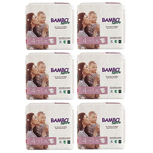 Bambo Nature Diapers Size 4 Bambo Nature Premium Baby Diapers, Size 4, 180 Count (6 Packs of 30