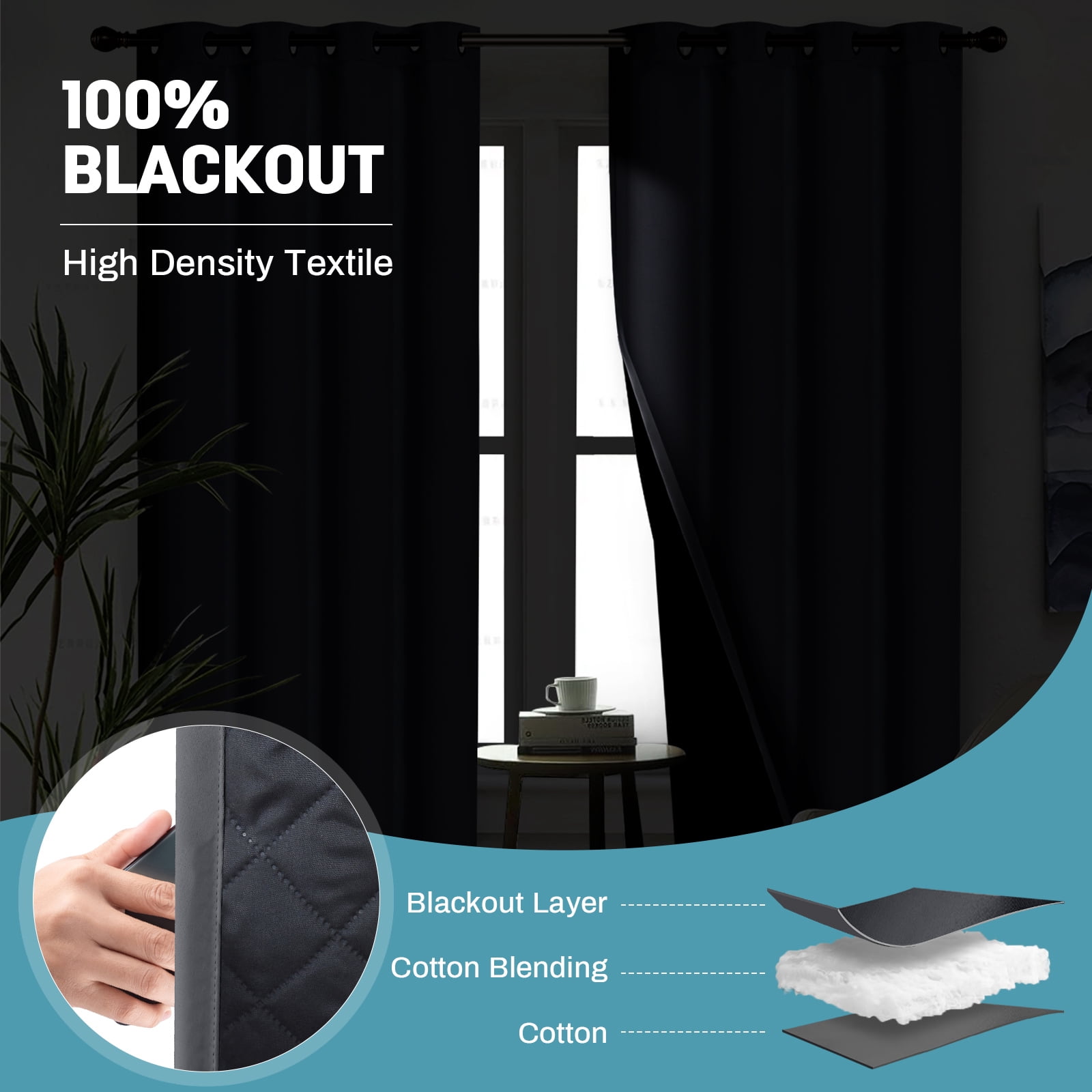 Qelus Thermal Insulated Outdoor Curtains for Winter, 52''x 84''Grommet Waterproof Quilted Blackout Curtains for Patio, Gray, 1 Panel