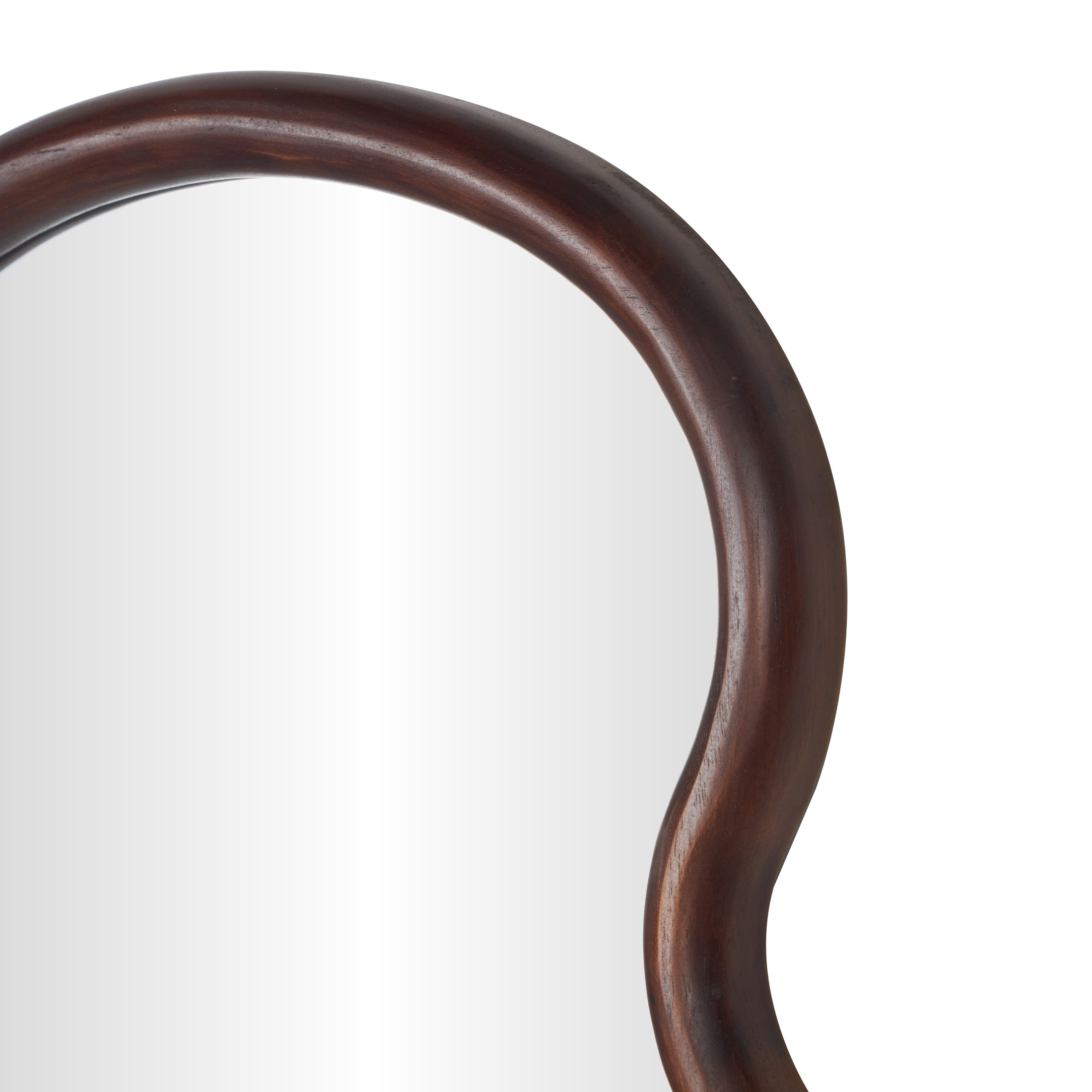 DecMode 16" x 47" Dark Brown Handmade Wavy Abstract Wall Mirror