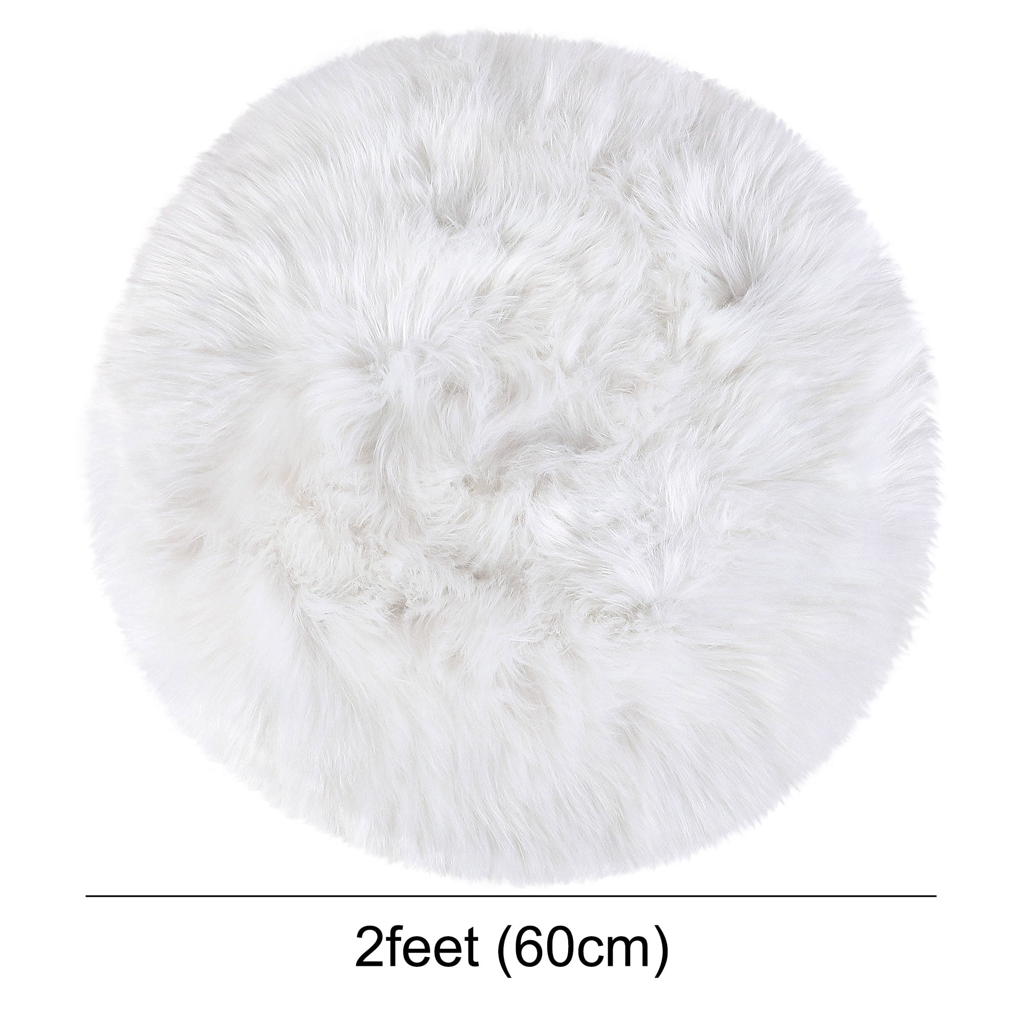Unique Bargains Artificial Animal Wool Soft Faux Fur Sheepskin Plush Area Rug White 2x2 Feet Round