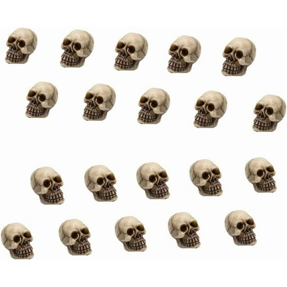 20PCS Mini Skull Figurine Miniature Set, Tiny Resin Skeleton Bone Skull Heads Statues for Halloween Prank Props, Desktop, Witchcraft, Haunted Dollhouse Micro Landscape Figure DIY Crafts Accessories