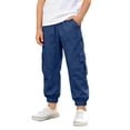 thumbnail image 6 of TinyBloomm Child Boys Girls Cargo Pants Casual Summer Kids Solid Trousers With Pockets, Size 5-6 Years, 6 of 8