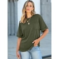 thumbnail image 5 of ANRABESS Oversized T Shirts for Women Short Sleeve Crewneck Basic Tee Loose Casual Summer Top with Pocket Army Green X-Large, 5 of 8
