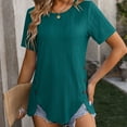 thumbnail image 6 of BLVB Womens Tops Dressy Casual Short Sleeve Crewneck Textured Tunic Tops Side Button Asymmetrical Blouses Shirts, 6 of 6