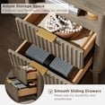 thumbnail image 5 of KeyWhat Modern Nightstand with Charging Station, Mid-Century Wood End Table Side Table for Living Room, Fluted Panel, Grey Alder, 5 of 5