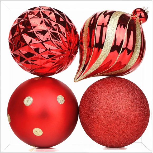 Bolas de Navidad SHareconn 4 unidades 15 cm irrompibles rojas