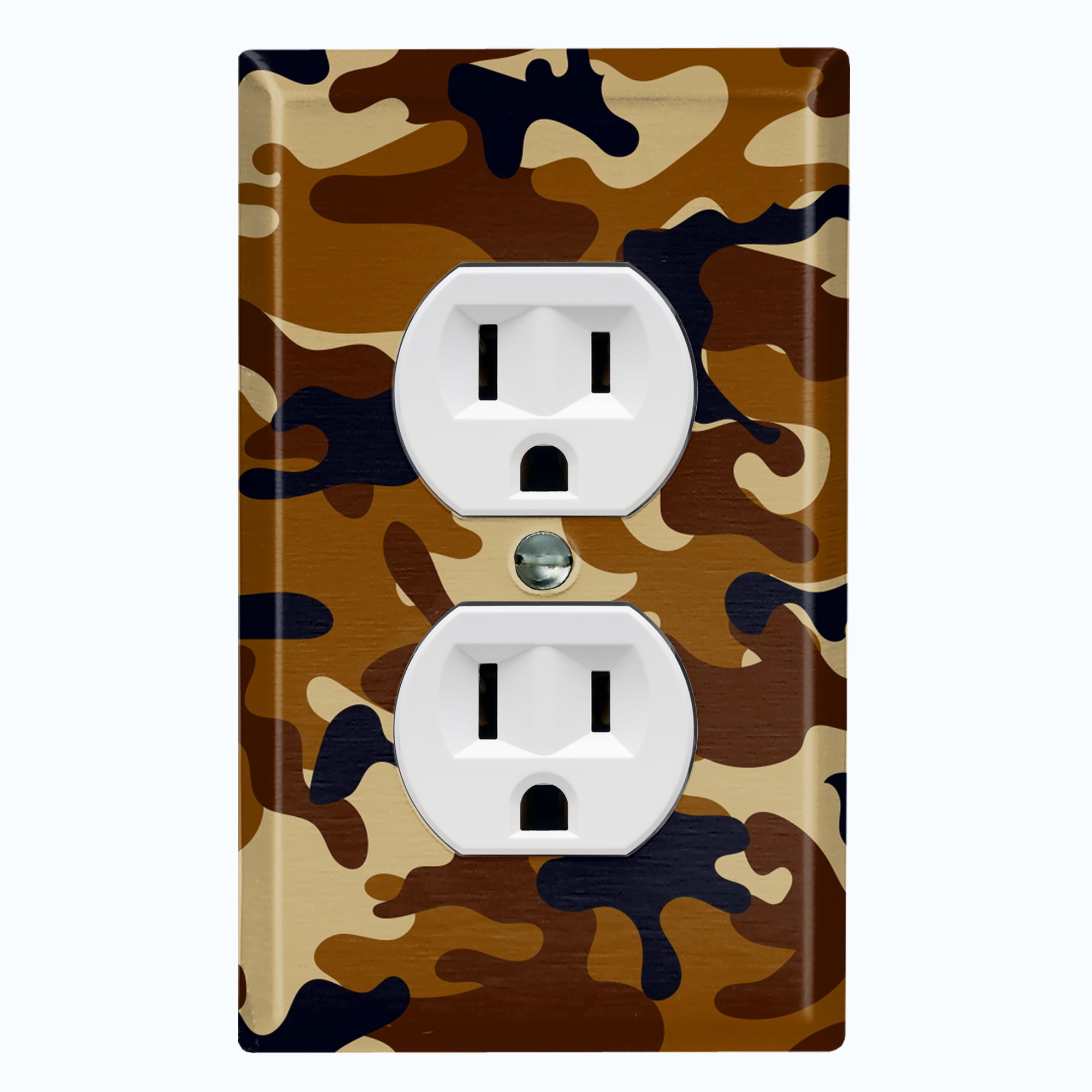 Metal Light Switch Plate Outlet Cover (Camo Brown - Single Duplex ...