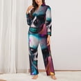 thumbnail image 2 of Picia Modern Abstract Colorful Skull A Pattern Women’s Long-Sleeve Sleepwear Set - Soft 2-Piece Loungewear with Pockets, Comfy PJs for Relaxing Nights-XX-Large, 2 of 7