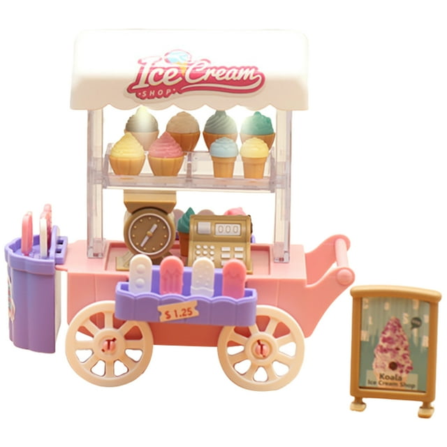 1 Juego de carrito de helados para niños, juego de simulación, carrito de helados realista, juego de juguete, camión de helados de juguete