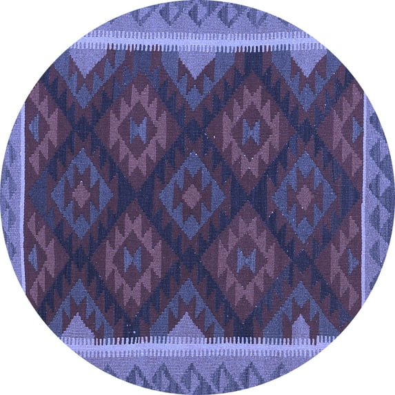 Ahgly Company Indoor Round Oriental Blue Traditional Area Rugs, 7' Round