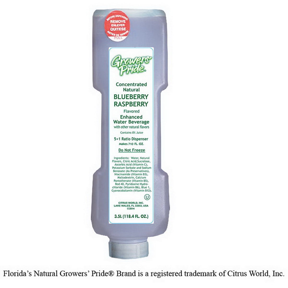 (Price/Case)Florida Natural Growers' Pride Shelf Stable Blueberry Raspberry Flavored Water 3.5