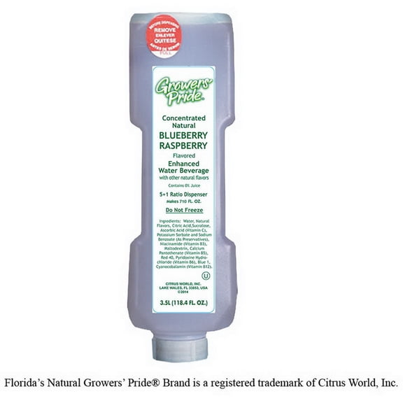 (Price/Case)Florida Natural Growers' Pride Shelf Stable Blueberry Raspberry Flavored Water 3.5 Liter - 3 Per Case