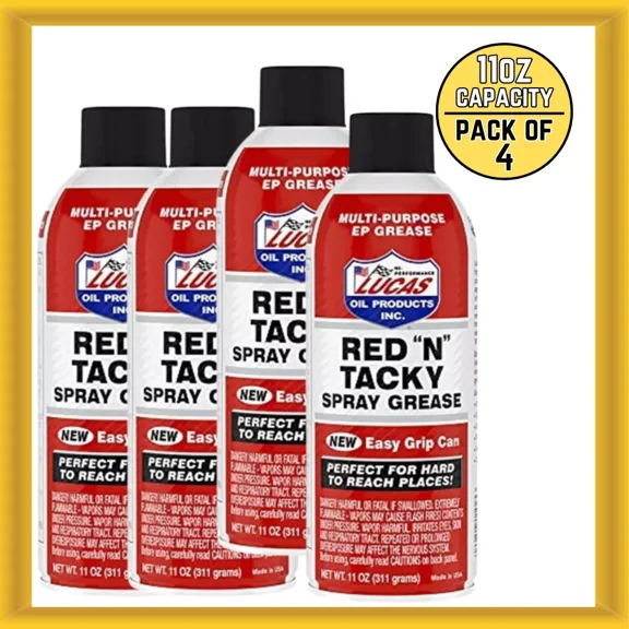 Lucas Oil 11025 Red "N" Tacky Spray Grease Aerosol 11 Ounce Capacity (Pack of 4)