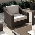thumbnail image 6 of Martha Stewart Indoor-Outdoor Patio Chair in Brown Rattan Wicker with 360° Swivel and Tan All-Weather Cushions, 6 of 12