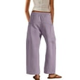 thumbnail image 6 of tarylea Womens Pants Elastic Waist Drawstring Trousers Wide Leg Solid Color Pants with Pockets Casual Loose Dressy Pants, 6 of 8