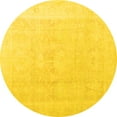 thumbnail image 1 of Ahgly Company Indoor Round Abstract Yellow Modern Area Rugs, 4' Round, 1 of 4