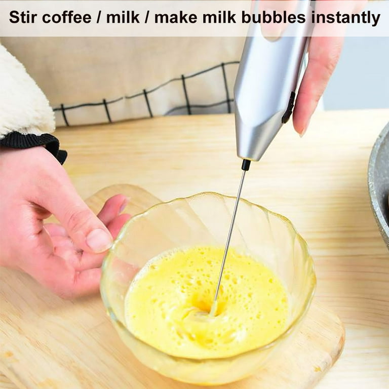 Handheld Electric Coffee Mixer Frother Automatic Milk Beverage Foamer Cream Whisk Cooking Stirrer Egg Beater with Cover, Size: Small, White