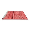 thumbnail image 2 of Ahgly Company Machine Washable Indoor Round Abstract Red Modern Area Rugs, 4' Round, 2 of 4