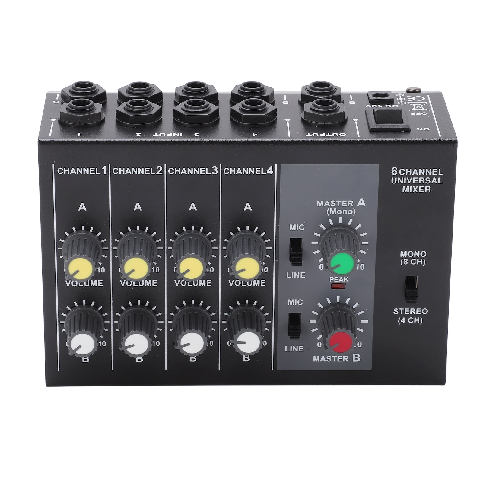 Sound Mixing Console, US Plug 110-240V 6.35mm Interface 8 Channel Input Audio Mixer Stereo  For Music