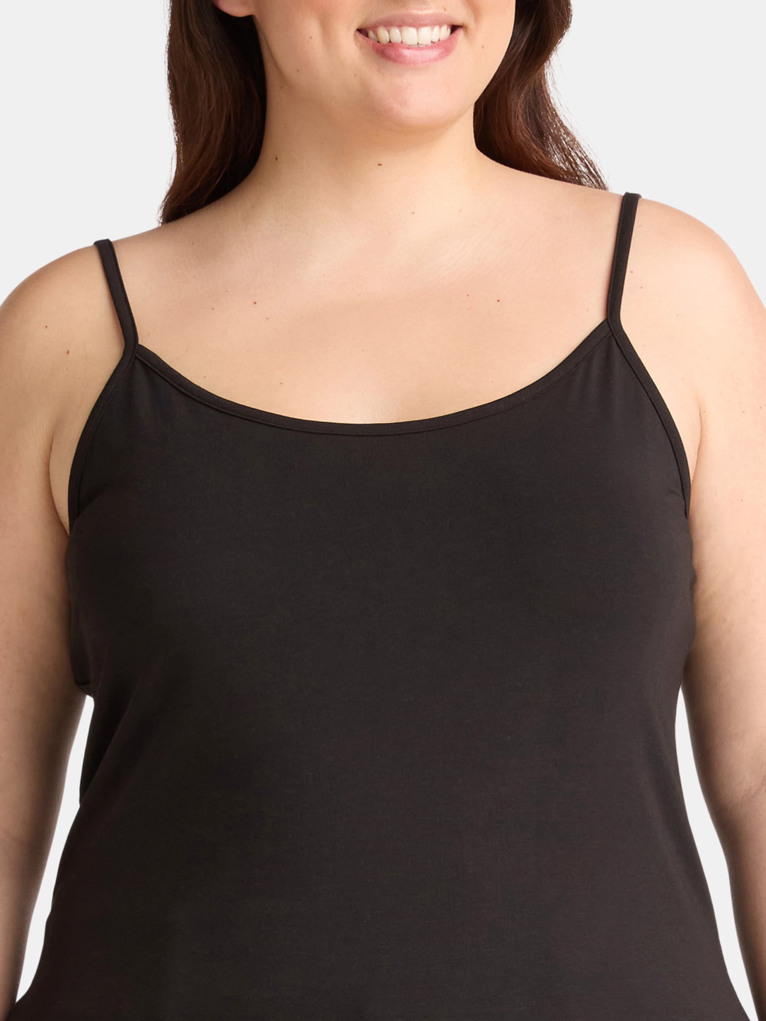 Terra & Sky Women’s Plus Camisole with Adjustable Straps, 2-Pack, Sizes 0X-5X