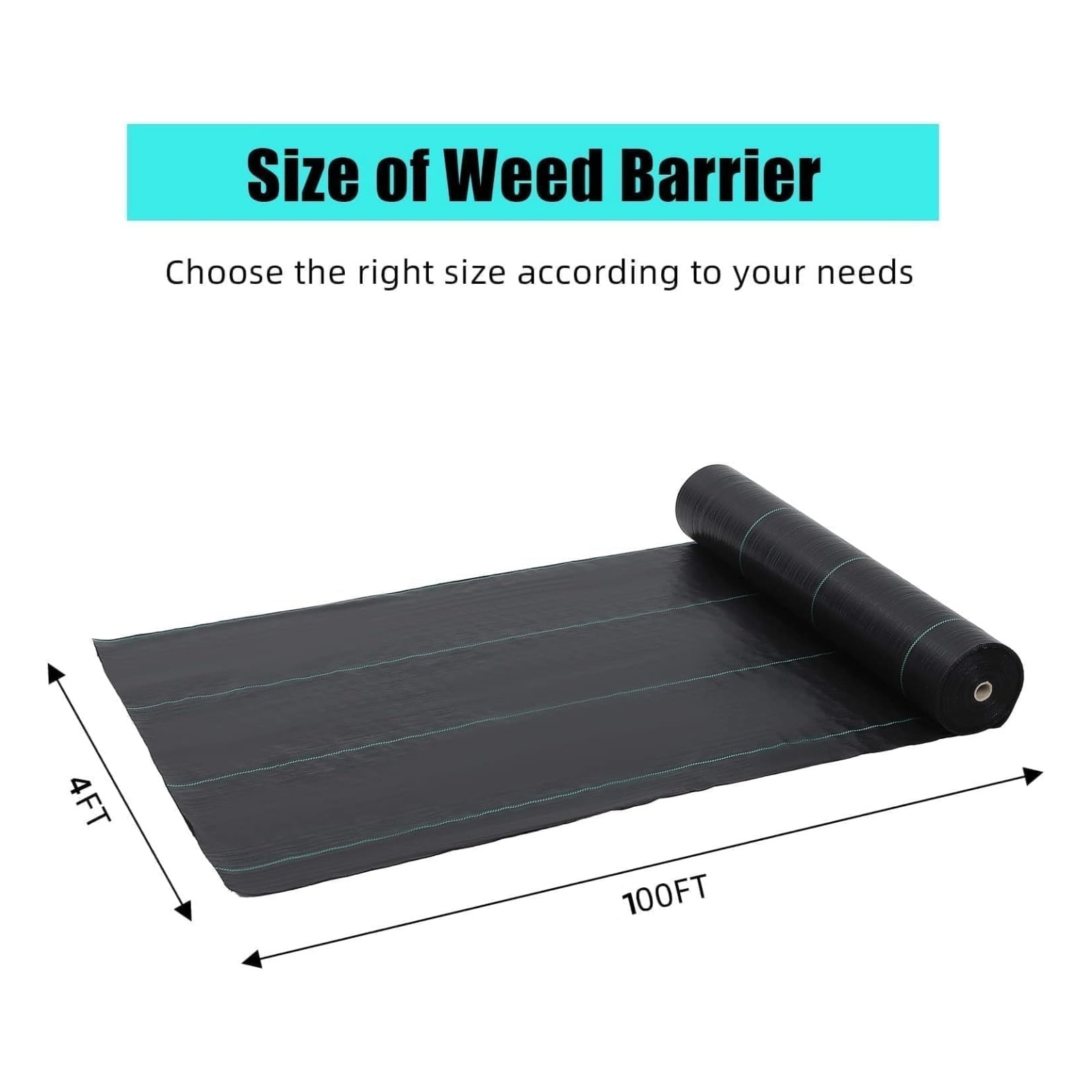 4ft x 100ft Weed Barrier Landscape Fabric, Premium Non-Woven 1.8oz Ground Cover Weed Block Gardening Mat, Easy Setup & Superior Weed Control, for Erosion Control, Weed Block, Ground Cover
