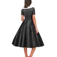 thumbnail image 4 of Dvprdro Robe de Bal pour Invité de Mariage Femme Mode Vintage à Pois Manches Courtes Ligne A Évasée Cocktail Midi, 4 of 5