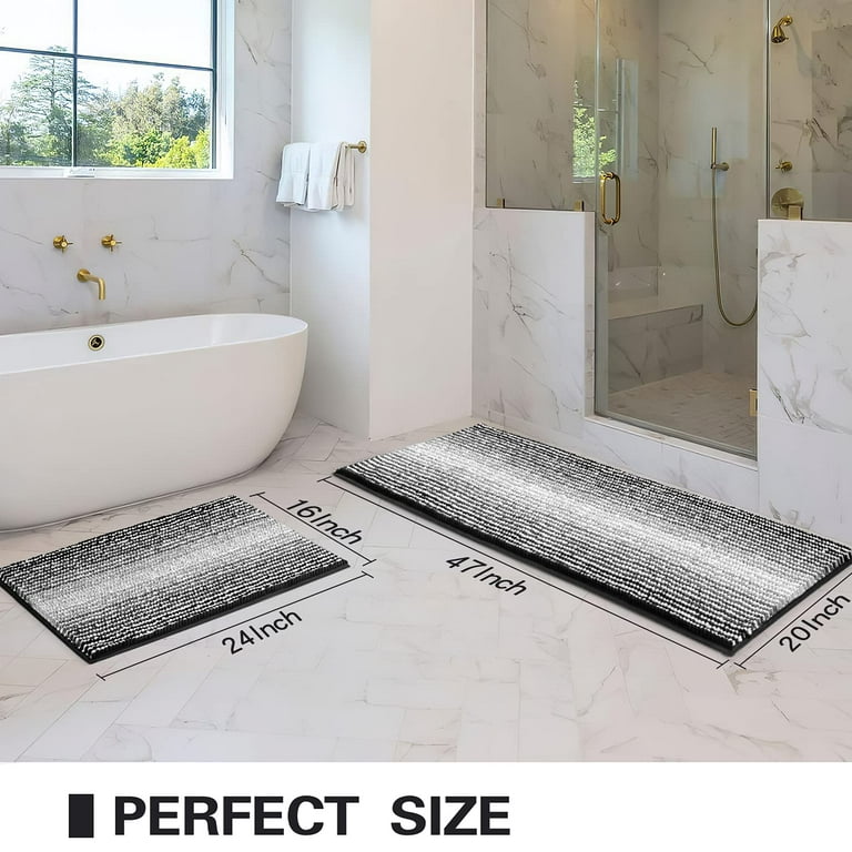 2 Piece Bathroom Rugs Bath Mat Set - Soft Plush Chenille Shower Mats F