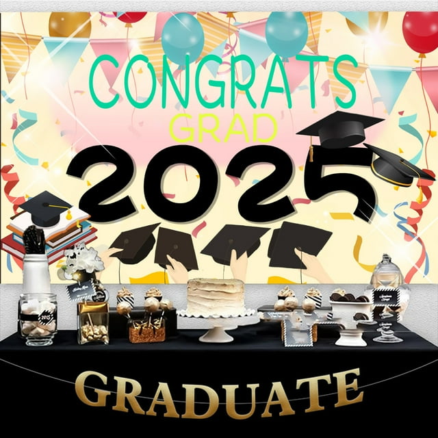 Vrorvz Graduation Photo Polyester Long Lasting Large Background for Parties Events Wrinkle Resistant Easy Storage Suit for Class of Celebrations and Decorations