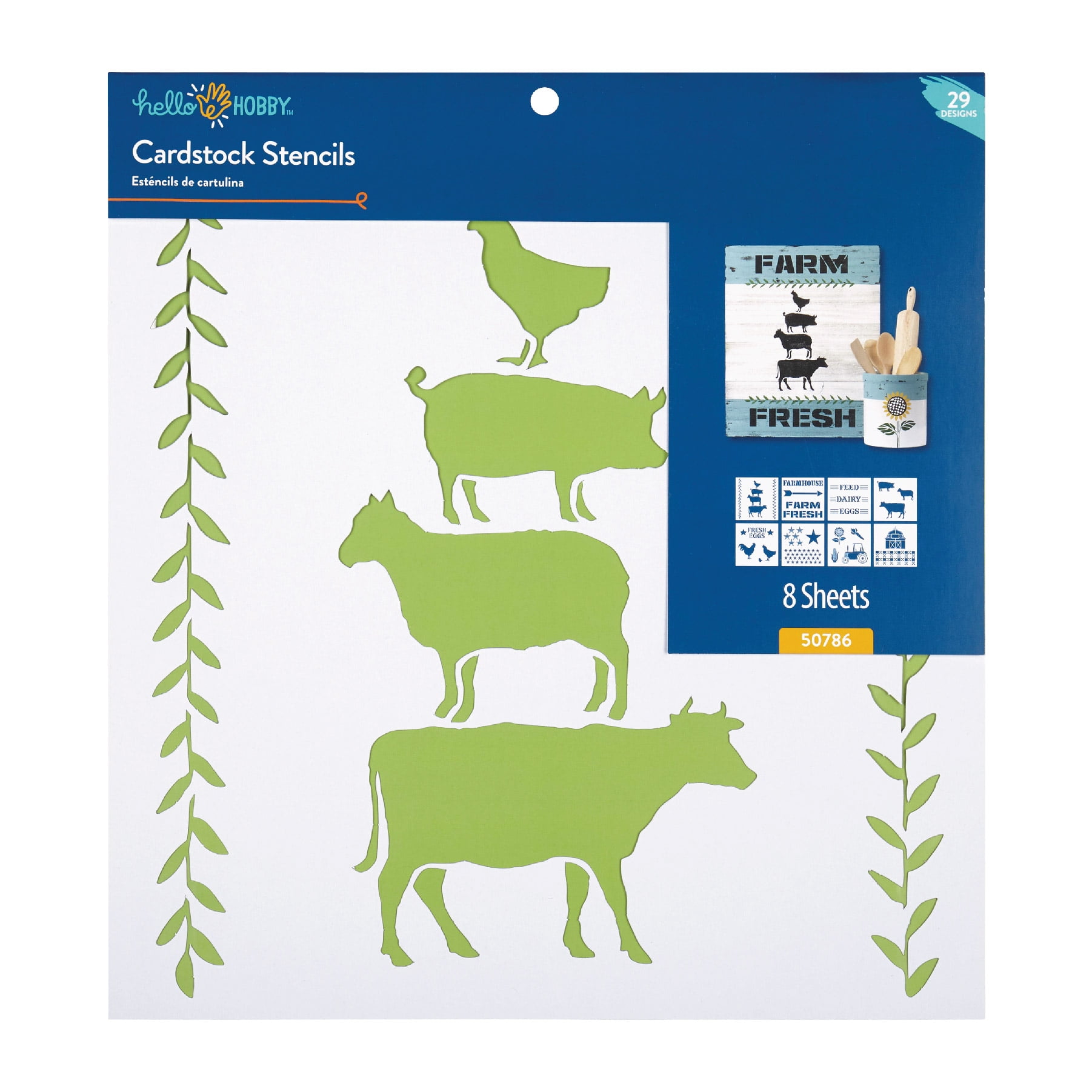 Hello Hobby Cardstock Stencil Set, 12 Hello Hobby Cardstock Stencil Set, 12